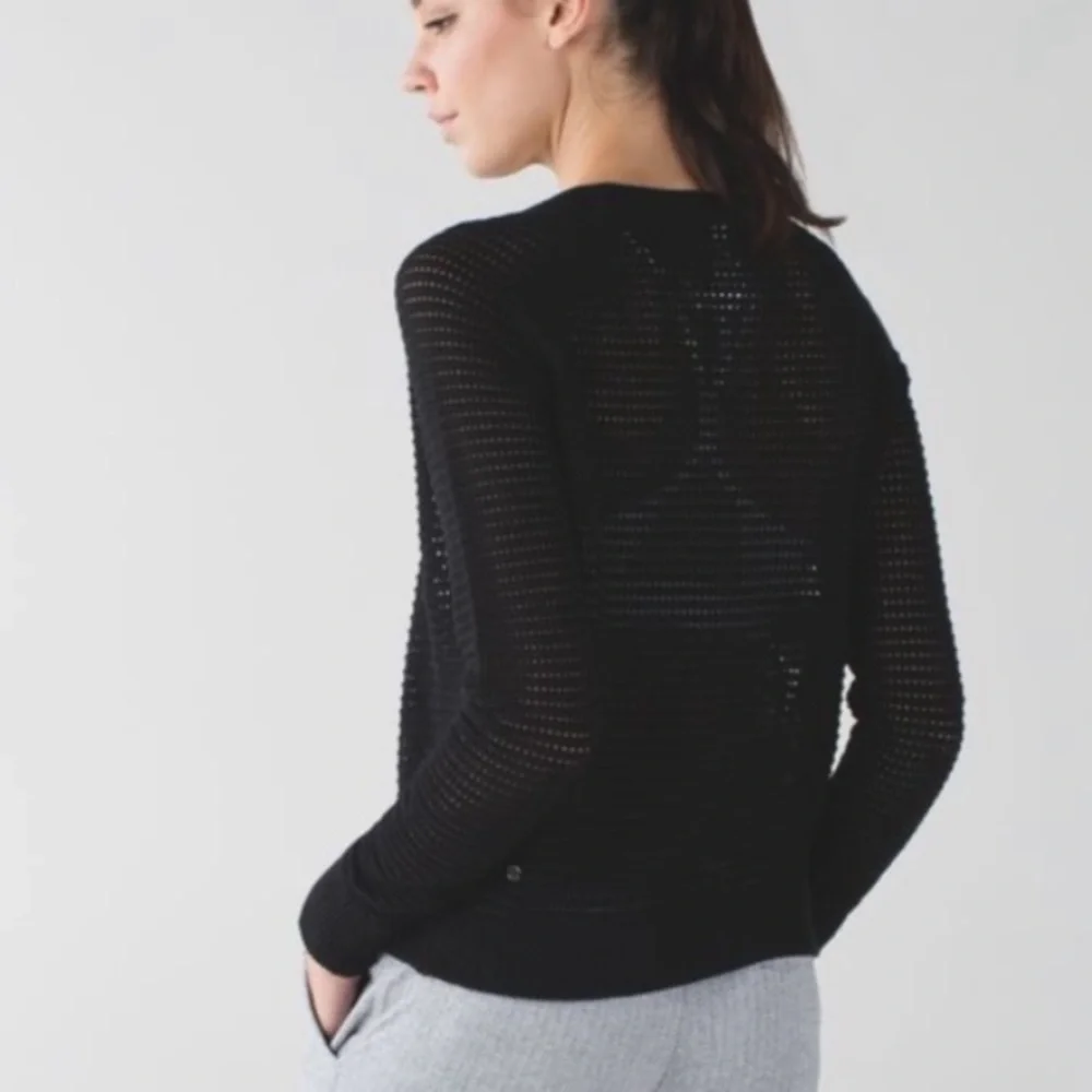 Lululemon Devi Crew Pointelle Black Pullover Sweater